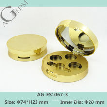 Golden Plastic Round Eye Shadow Case With Mirror AG-ES1067-3, AGPM Cosmetic Packaging , Custom colors/Logo
